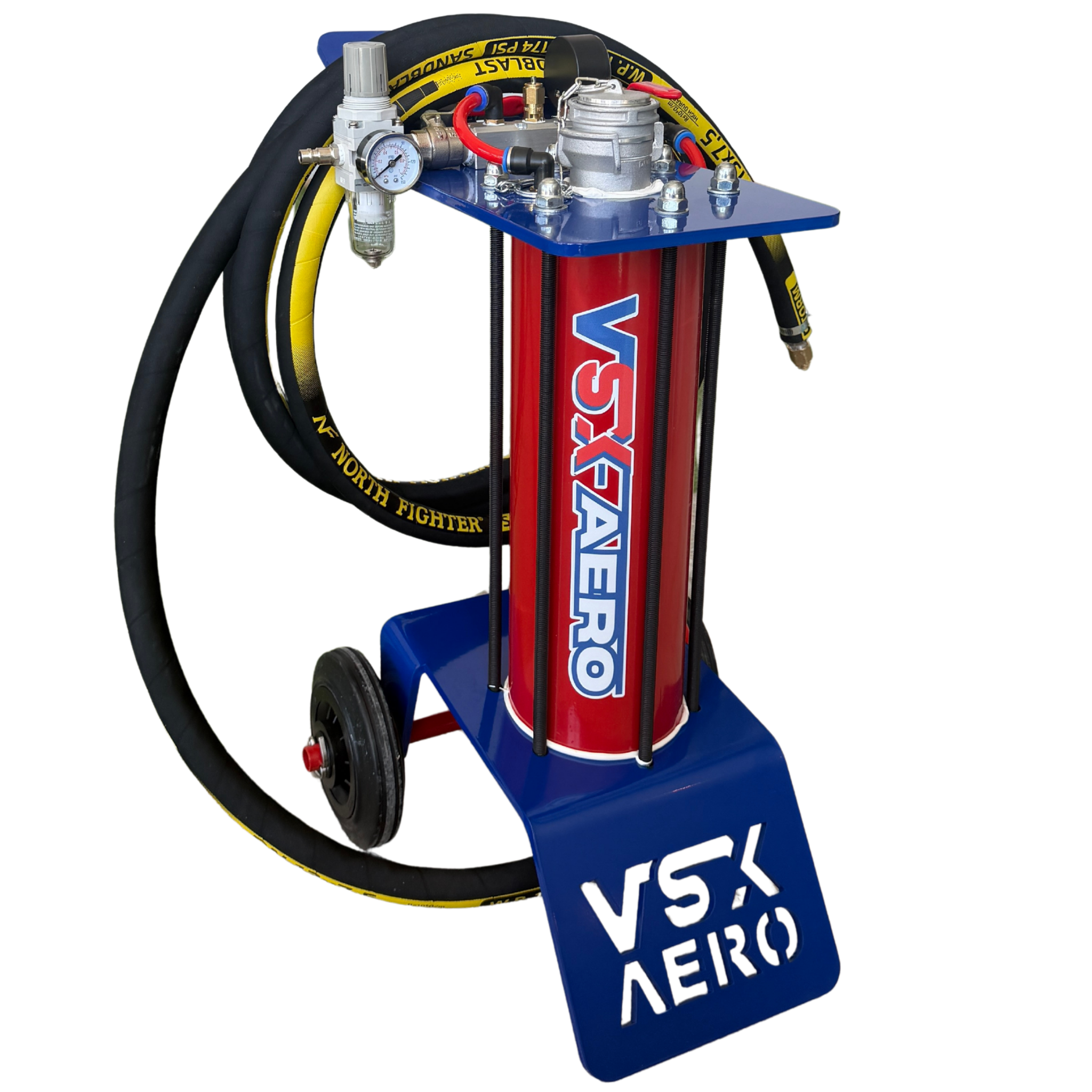 Chorreadora de aerogommage Aéro 8 VSX fabricada en Francia, depósito de 8 L con fondo inclinado 14°