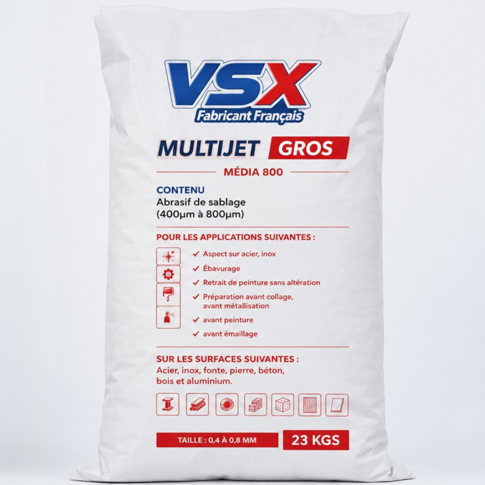 Abrasivo de chorreado y aerogommage VSX Multijet Grueso