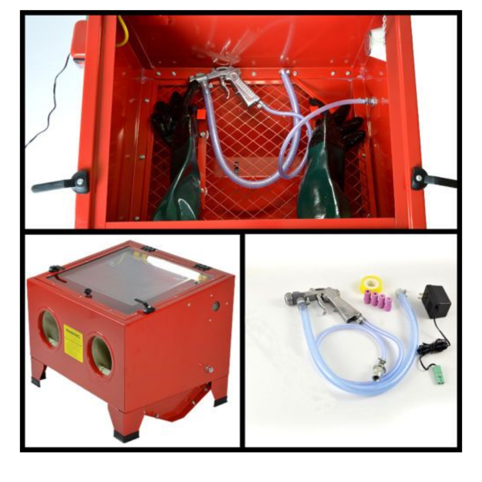 Cabina de chorreado - chorreadora con guantes microesferadora de 90 litros con accesorios — foto 2
