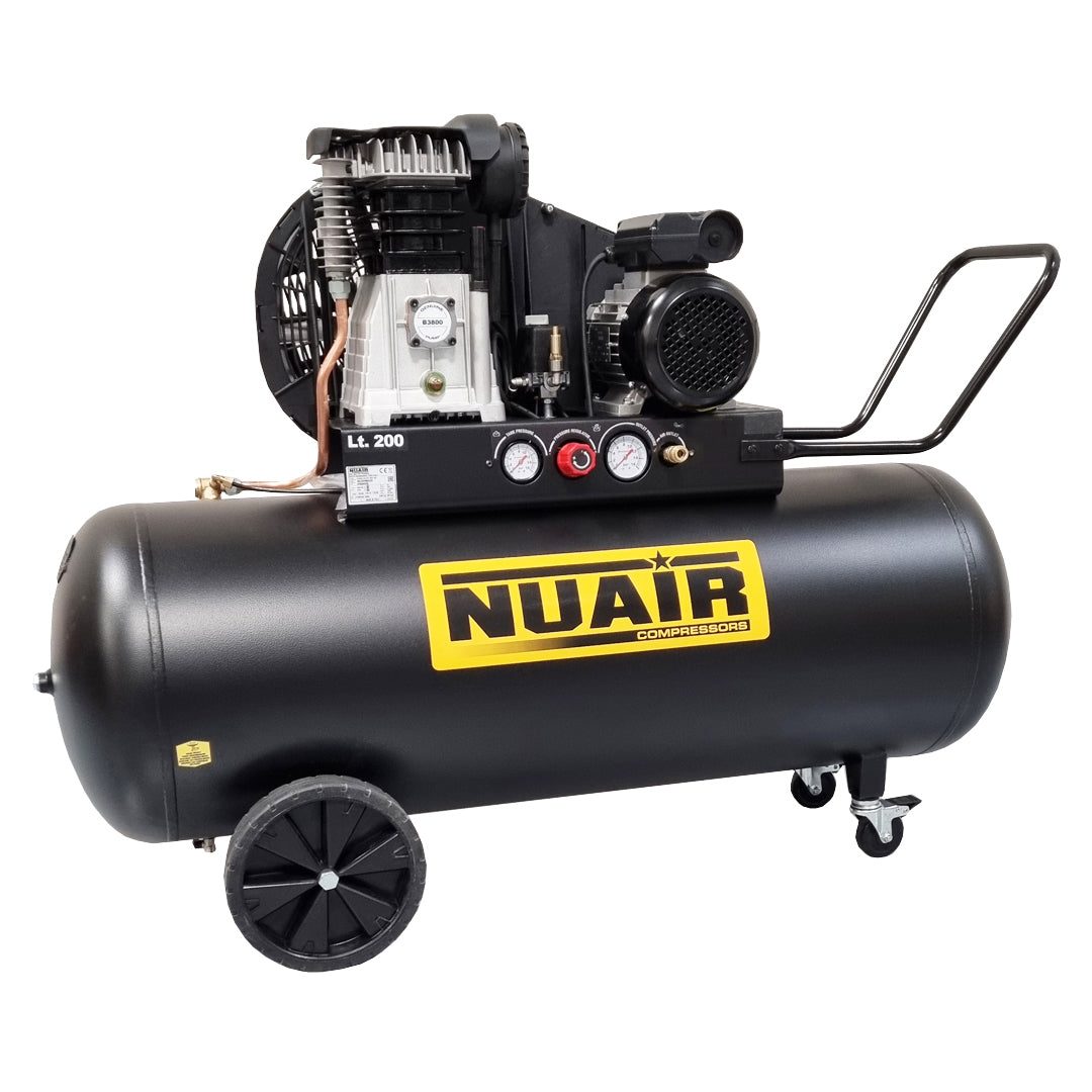 B3800B/4T/200 TECH PRO - Compresor de pistón silencioso 4 CV 200 L 400 V trifásico