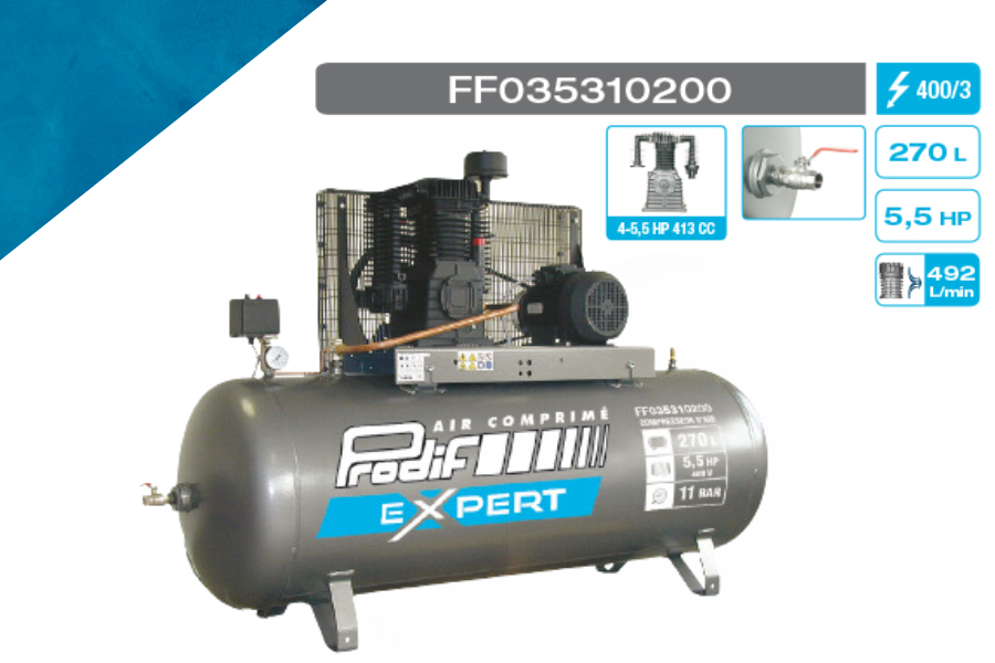 Compresor 270 litros 5,5 CV Prodif trifásico 400V 11 bar — Trifásico / Prodif — foto 2
