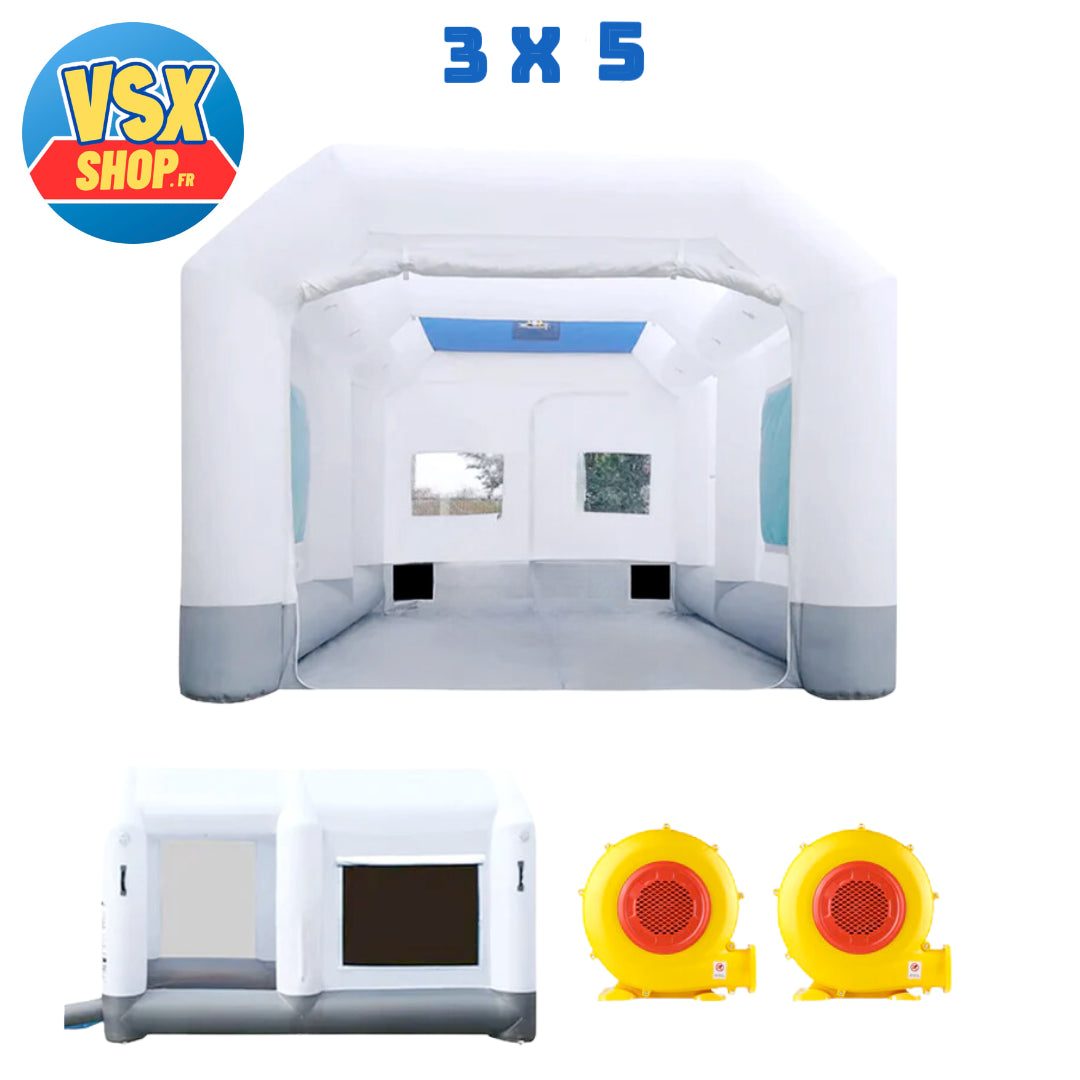 Cabina de pintura hinchable Ancho 3 metros x Largo 5 metros x Alto 2,7 metros con soplador de 750 W y 450 W
