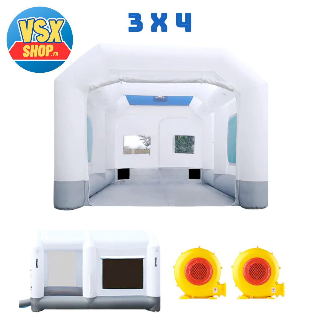 Cabina de pintura de 3 m de ancho x 4 m de largo x 2,5 m de alto con soplador de 750 W y 450 W — Una