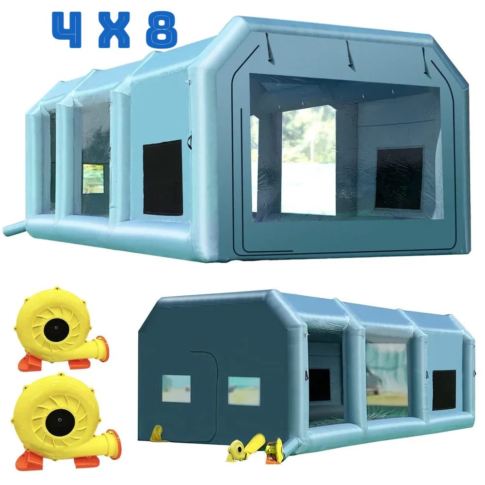 Cabina de pintura hinchable Ancho 4 x Largo 8 x Alto 3 metros con 2 sopladores — Dos sopladores